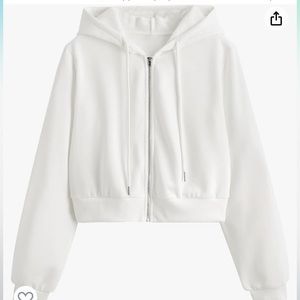 Make Me Chic Cropped White Zip Up Sweatshirt